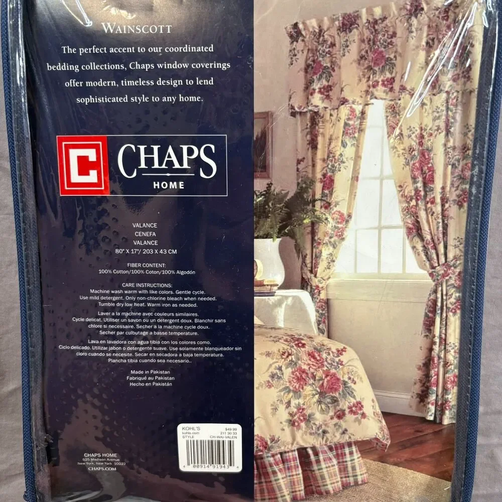 Chaps Home Wainscott Floral Valance NIP Vintage